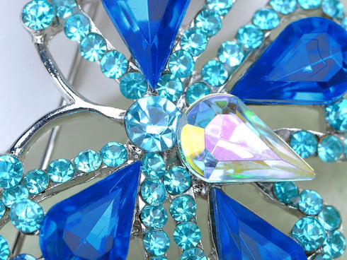 ALILANG Deep Aqua Blue Sapphire Crystal Rhinestone Fairytale Butterfly Insect Brooch Pin...