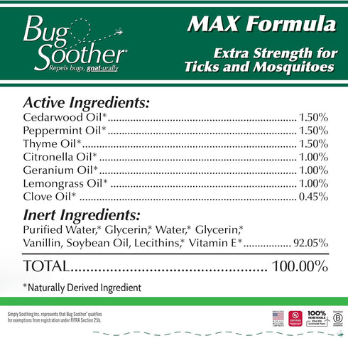 Bug Soother MAX - Natural Gnat, Tick, and Mosquito Repellent, 8 fl oz Bug Spray Deterrent - DEET-Free Safe for Adults and The Environment - Made i...