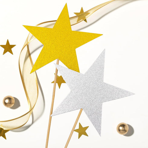 70Pcs 6 Inch Glitter Stars Cutouts Paper Confetti Star Dulinkas Double Printed Paper Star Decorations for Classroom Wall Festival Movie Night Part...