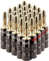 FosPower Banana Plugs 12 Pairs / 24 pcs, Closed Screw 24K Gold Plated Speaker Plug Connectors for Speaker Wire, Wall Plate, Home Theater, Audio/Vi...