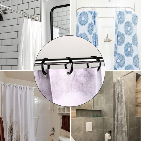 Premium Plastic Shower Curtain Rings Shower Curtain Hooks Gliding on Standard Shower Rods Easy Snap Closure (O Shape,Black,12Pcs)...
