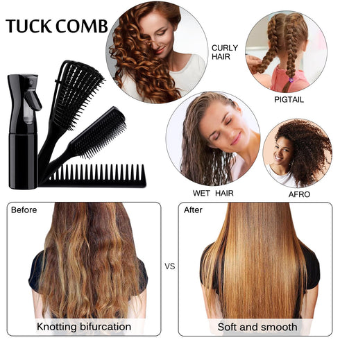 4pcs Curly Hair Brush Set for Adult & Kids Wet or Dry Hair, Detangling Brush for 3/4ABC Hair with Hair Detangler Brush Spray Bottle Wide Tooth com...