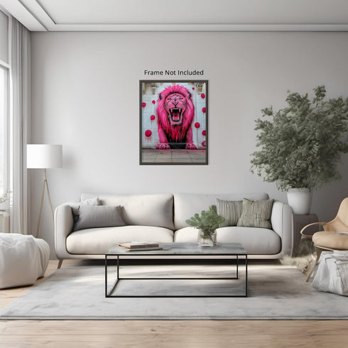 Posterizer 1 pcs-neon colorful abstract street art of a roaring lion -2-Art for Animal Lovers-Abstract & Modern Art-Gift for Street Art, Mural Fan...