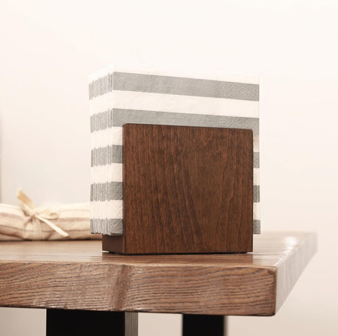 Napkin Holder For Table - Wooden Farmhouse Napkin Holders, Brown Simple Upright Vertical Dining Table Cocktail Napkins Dispenser, Kitchen Rustic N...