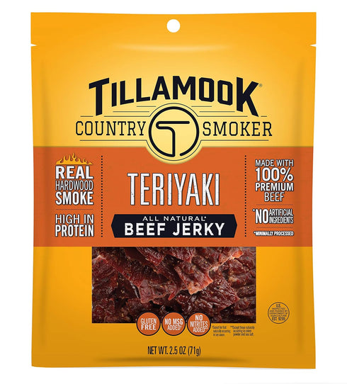 Tillamook Country Smoker Real Hardwood Smoked Beef Jerky, Teriyaki, 2.5 Ounce...