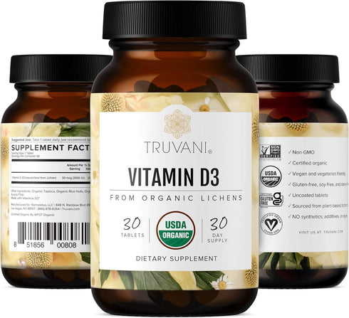 Truvani Vitamin D3 from Organic Lichen (30 Tablets)...