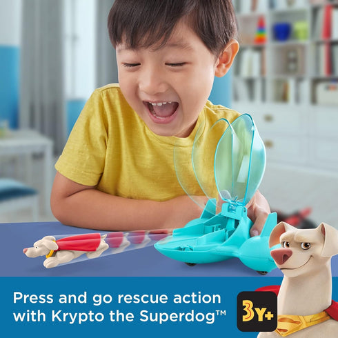 Fisher-Price DC League of Super-Pets Preschool Toy Super Launch Krypto Figure & Invisible Jet Vehicle Set for Pretend Play Kids Ages 3+ Years...