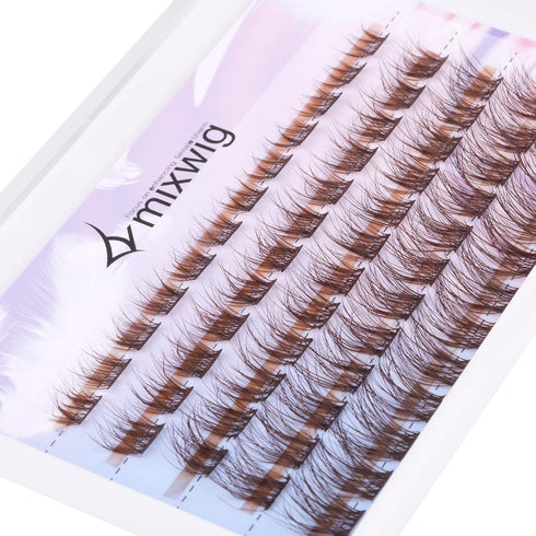 Brown Lash Clusters Natural Lash Extension Brown Wispy Eyelash Extension 8-16mm CC Curl Brown Individual Lashes Clusters Eyelashes Extensions...