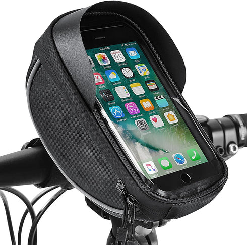 Waterproof Bicycle Storage Bags Reflective Phone Mount Top Tube Bag Bike Phone Case Holder Accessories Cycling Pouch Compatible with iPhone 15,14,...