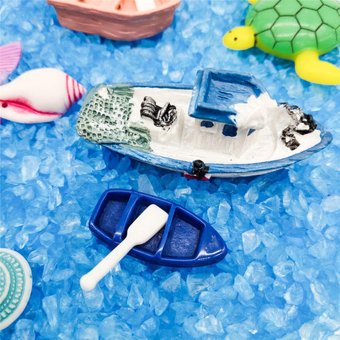 21 Pieces Miniature Garden Accessories, Blue Sand and Miniature Mermaid Dolphin Boat Steamship Figurines Decorations, Micro Beach Ocean Seaside Sc...