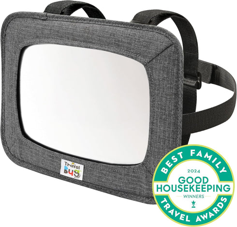 Travel Bug Soft Sided Rear & Forward Facing Safety Mirror for Baby & Toddler - Shatter Resistant - Jumbo Baby Car Mirror...