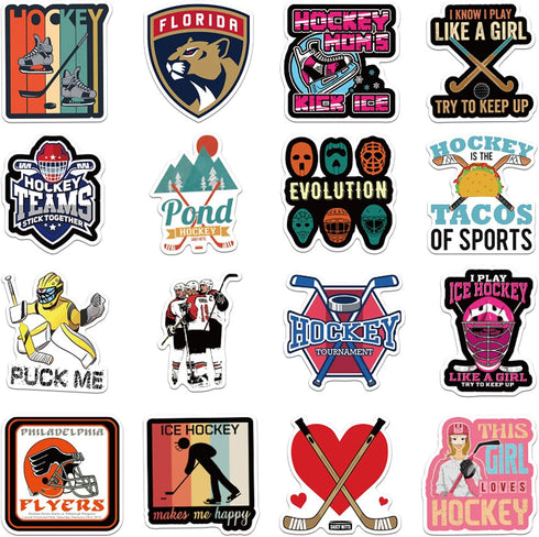 100Pcs Hockey Stickers Perfect for Water Bottle Cup Laptop Guitar Car Motorcycle Bike Skateboard Luggage Box for Teens Laptop Aesthetic Stickers...