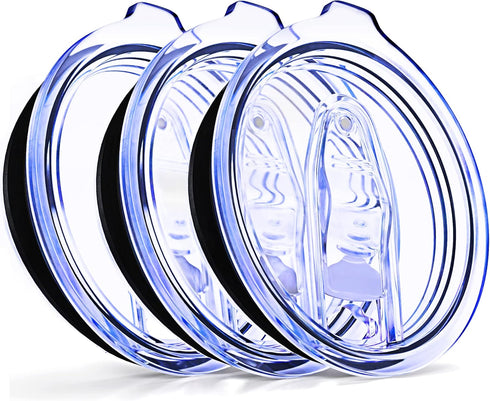 3 Wine Tumbler Lids, 12 oz Spill Proof 2.9 inch Diameter (Outer Rim) Lids for Wine Mugs - No Leak Design Splash Resistant Replacement Silicon Slid...