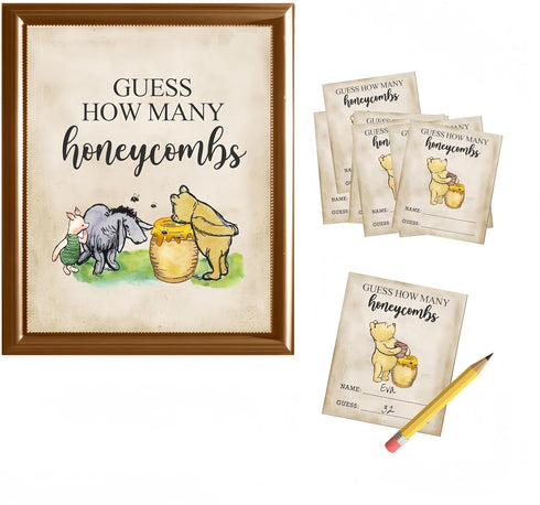 40Guests Classic Pooh Party Game Cards Guess How Many Honeycombs Game for Baby Shower Newborn Party Decoration Winnie Birthday Games Supplies...