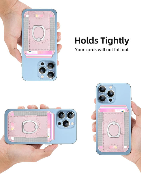 TopMade for MagSafe Wallet with Ring Grip, Strong Magnetic Wallet Card Holder for iPhone 15/14/13/12 Series, Minimalist 360° Rotation Phone Stand,...