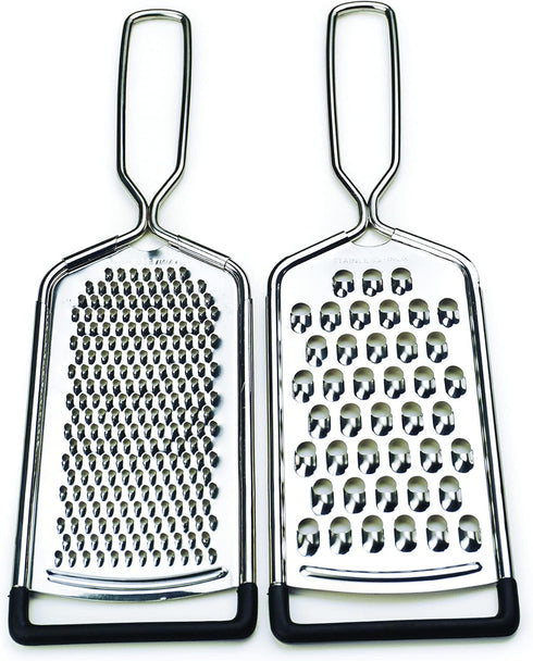 RSVP International Endurance Kitchen Collection Multi-Use Cheese Grater Handheld Potato Slicer Shredder for Hard & Soft Cheeses, Vegetables & Zest...
