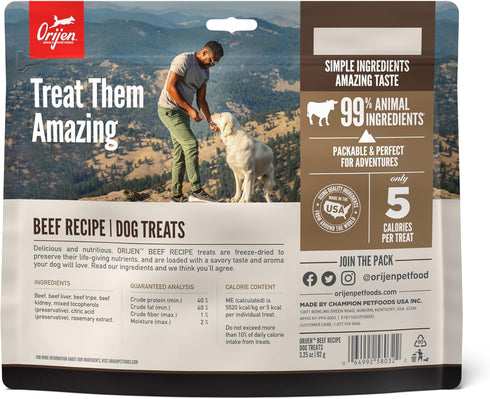 ORIJEN® Freeze Dried Dog Treats, Grain Free, High Protein, Raw Animal Ingredients, Ranch-Raised Beef, 3.25oz...