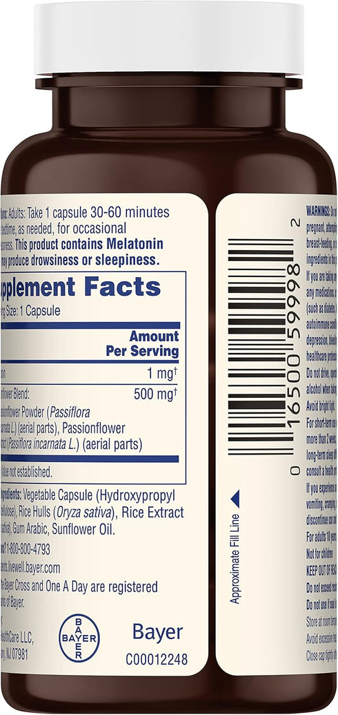 One-A-Day Sleep Supplement - Sleep Supplements for Adults, Sleep Support with Passionflower and Melatonin, Sleep Support with Sleep Well, 30 Capsu...