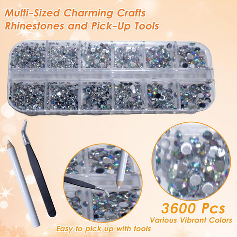 b7000 Glue Clear with silver Rhinestones for Crafting,3600Pcs Rhinestones with 3Pcs Adhesive Glue Rhinestone Picker Tool?bedazzler kit with Rhines...