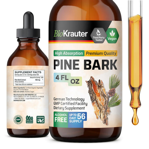 Pine Bark Extracts Tincture - Rich in Antioxidants Liquid Supplement - 400 mg Organic French Maritime Pine Bark Extract Drops - Vegan, Alcohol & S...