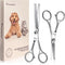 Pet Grooming Scissors Set With Round Tips For Dogs & Cats - Professional Grade Shears Safely Cut Through Dog or Cat Hair - Fur Trimming Made Easy ...