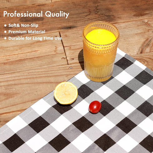 Nobildonna 18"x13" Plaid Checkered Placemats,Black & White Checker, Quality Thin and Durable Placemats for Dining Table Set of 4 (Black & White)...
