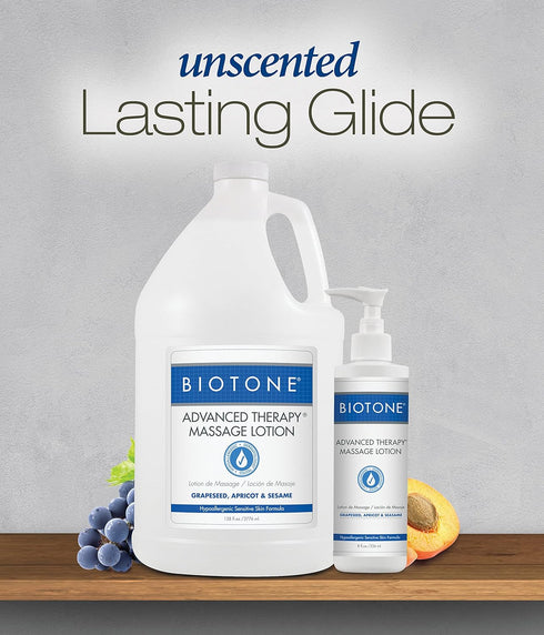 BIOTONE Advanced Therapy Massage Lotion, Hypoallergenic and Fragrance-Free, More Glide and Workability, Absorbs for a Non-Greasy Finish...