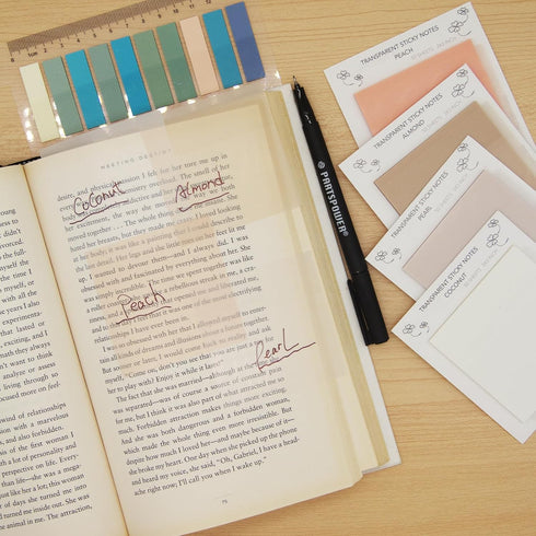 Pastel Transparent Sticky Notes, 4 Pads 3X3 Inch See Through Annotating Sticky Notes for Annotating, Bible Journaling Supplies, Office School Supp...