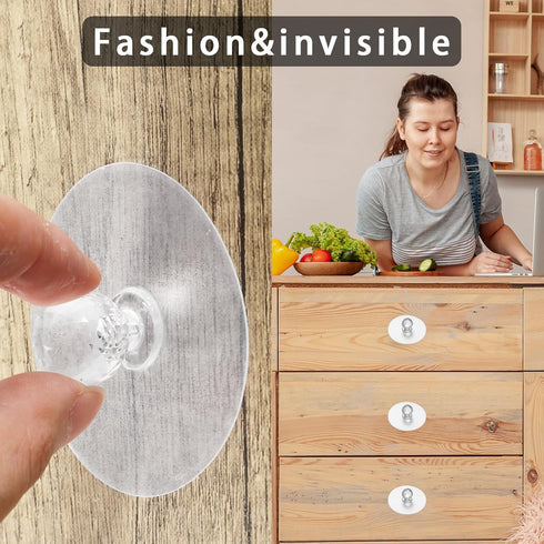 4 Pcs Self Adhesive Cabinet Drawer Pull Knobs No Drill Clear Acrylic Crystal Diamond Shaped Pulls Handles Hooks Window Opener for Wardrobe Kitchen...