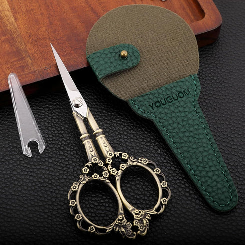 Knitting Scissors with Case, Crochet Scissors Threading Sewing Shears for Embroidery Craft Artwork Needlepoint, Bronze Little Snips...