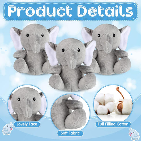 8 Pcs Plush Mini Elephant Stuffed Animal Toys 4 Inches Cute Soft Forest Elephant Toys for Baby Shower Birthday Party Christian Charity Donation Su...