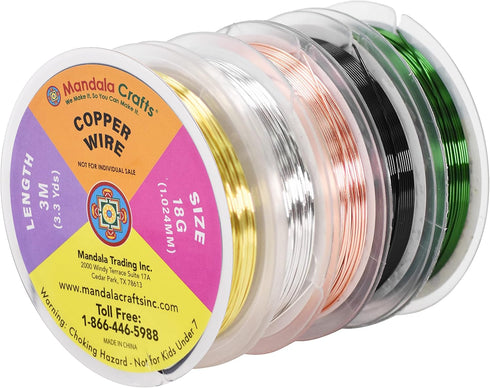 Mandala Crafts 18 Gauge Copper Wire for Jewelry Making Beading Wire - Assorted Copper Crafts Wire Bendable Beading Jewelry Wires for Wrapping - 16...