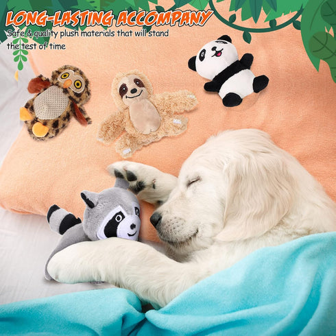 7 Pieces Dog Squeaky Toys Squeaky Hide and Seek Activity Puppy Chew Toys Plush Dog Toy Plush Stuffing Woodland Friends Stuffing with Squeakers for...