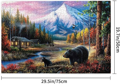 Black Bear Mountain Landscape Jigsaw Puzzles for Adults 300 Piece Puzzles for Adults and Children Wooden Educational Puzzles Gift Home Decoration...