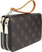 B BRENTANO Vegan Double-Zipper Wallet Clutch with Removable Wrist Strap (MB - Brown)...