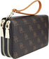 B BRENTANO Vegan Double-Zipper Wallet Clutch with Removable Wrist Strap (MB - Brown)...