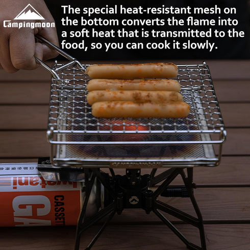 CAMPINGMOON Camping Toaster for Gas Stove Top Fire Grill Grid 304 Stainless Steel Bread Toasters Cooking Grill With Anti Scalding Mesh Fork Medium...