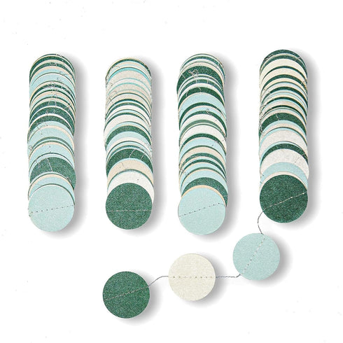 Cheerland Sage Green Garland Mint Blue White Circle Polka Dots Streamer Hanging Party Decorations for Kids Birthday Baby Shower Spring Engagement ...