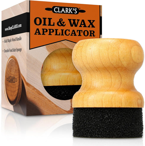 CLARK'S Food Grade Mineral Oil & Wax Applicator for Round Wood Cutting Board, Butcher Blocks, Bamboo, and Utensils – USA Maple Construction...