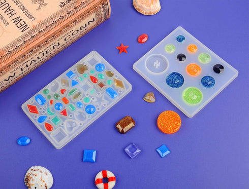 Suhome 73 Pack Resin Earring Mold Jewelry Silicone Resin Molds Making Kits Including Earring, Pendant, Bracelet, Necklace, Button Silicone Resin C...