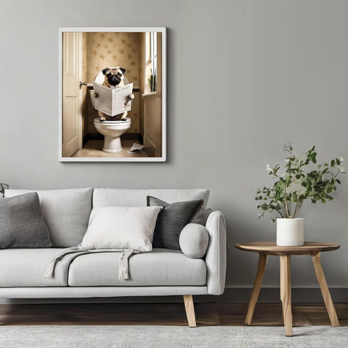 Posterizer 1 pcs-Cute funny dog-Abstract & Modern Art-Comedy Art-Gift for Men Women Entrepreneur Teens - Bathroom, restroom Decor- UNFRAMED Wall A...