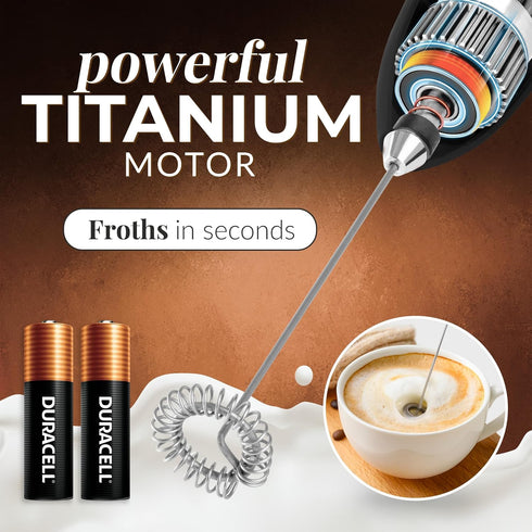 Zulay Kitchen Duracell Powered Milk Frother Handheld Foam Maker - Whisk Drink Mixer for Coffee, Latte, Matcha, Cappuccino - Mini Foamer by Milk Bo...