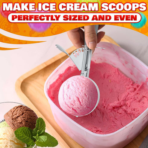 4 oz Ice Cream Scoop with Trigger Release #8 – Stainless Steel Versatile Tool for Baking, Cookies and Desserts Spoons, Easy-to-Clean, Dishwasher-S...
