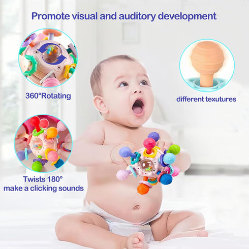 Baby Sensory Teething Toys - Teething Montessori Learning Developmental Toys for Baby - Newborn Teething Ball - Rattle Sensory Infant Chew Toys fo...