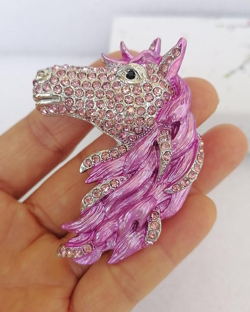 Unique Horse Brooch Pin Pendant Austrian Crystal BZ6535B...