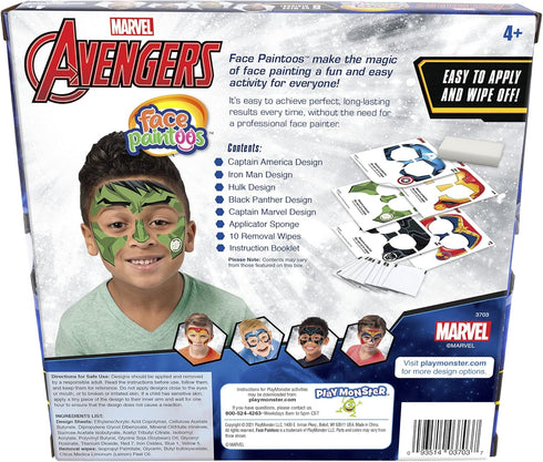 Face Paintoos — Marvel Avengers — Face Design for a Face Paint Alternative for Kids Ages 4+...