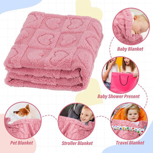 Plush Soft with Heart Checkered Baby Blanket,Fleece Infant Toddler Blankets for Girls Boys,Warm Lightweight Breathable Newborn Receiving Blankets ...