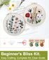 Santune 3 Sets Embroidery Kit,Cross Stitch Kits for Beginners,Needlepoint Kits for Adults with Easy Stamped Floral Pattern Fabric Hand Crafts,Hoop...