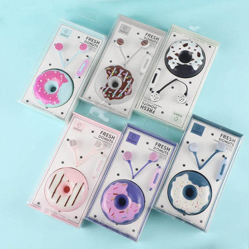 QearFun Donut Earbuds for Kids, Cute Earbud & in-Ear Headphones Wired Gift for School Girls and Boys with Microphone and Lovely Earphones Storage ...