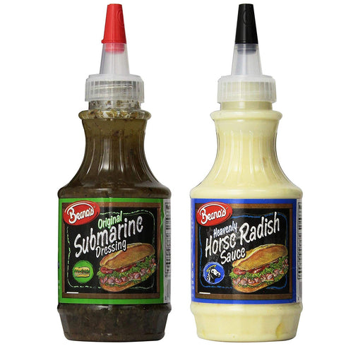 Beanos Sauce and Dressing Variety Pack of 2 Flavors | Submarine Dressing and Horseradish Sauce | 8 oz...